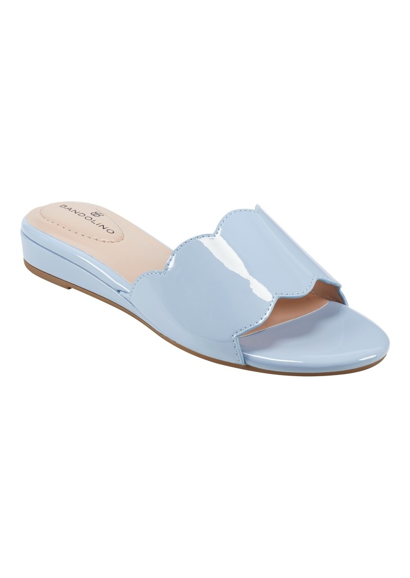 Bandolino Women's Kayla Open Toe Slip-On Demi Wedge Sandals - Light Blue Patent