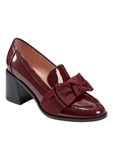 Bandolino Women's Korrar Stacked High Heel Bow Loafers - Dark Red Patent
