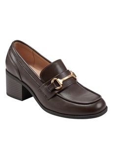 Bandolino Women's Mayble Block Heel Hardware Detail Loafers - Dark Brown - Faux Leather - Polyurethane