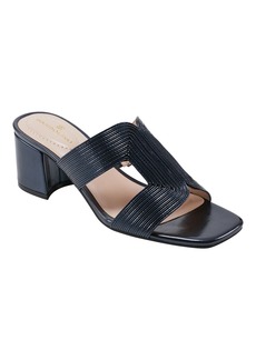 Bandolino Women's Merily Open Toe Slip-on Square Toe Dress Sandals - Metallic Dark Blue