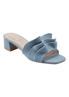 Bandolino Women's Rista Ruffle Detail Dress Slide Sandals - Blue Denim- Textile