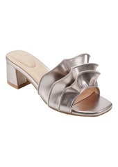 Bandolino Women's Rista Ruffle Detail Dress Slide Sandals - Silver - Textile