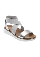 Bandolino Anly Wedge Sandal in Silver Snake at Nordstrom
