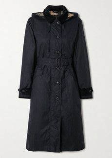Barbour Alice Hooded Belted Corduroy-trimmed Waxed-cotton Coat