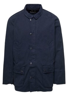 Barbour 'Ashby' Blue Jacket with Patch Pockets in Cotton Man