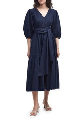 Barbour Annie Puff Sleeve Linen & Cotton Midi Dress