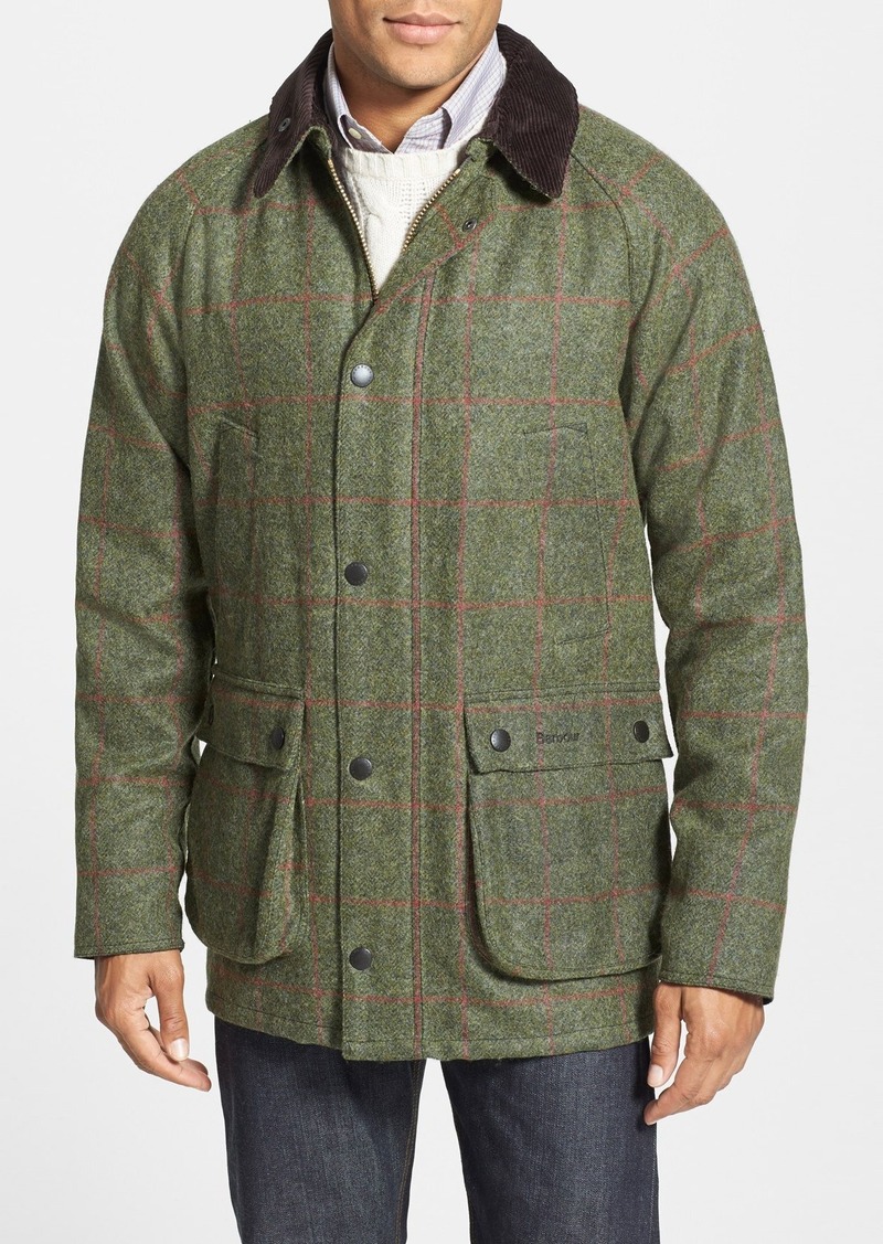 Barbour Barbour 'Bedale' Slim Fit Windowpane Plaid Waxed Wool Jacket