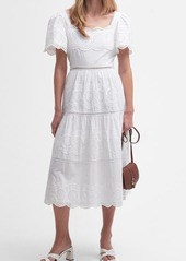 Barbour Joanne Eyelet Embroidered Tiered Cotton Midi Dress