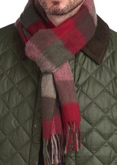 Barbour Lambswool Check Scarf in Dk Green/Taupe/Red at Nordstrom