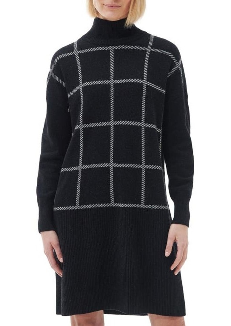 Barbour Marsha Check Jacquard Long Sleeve Wool Blend Sweater Dress