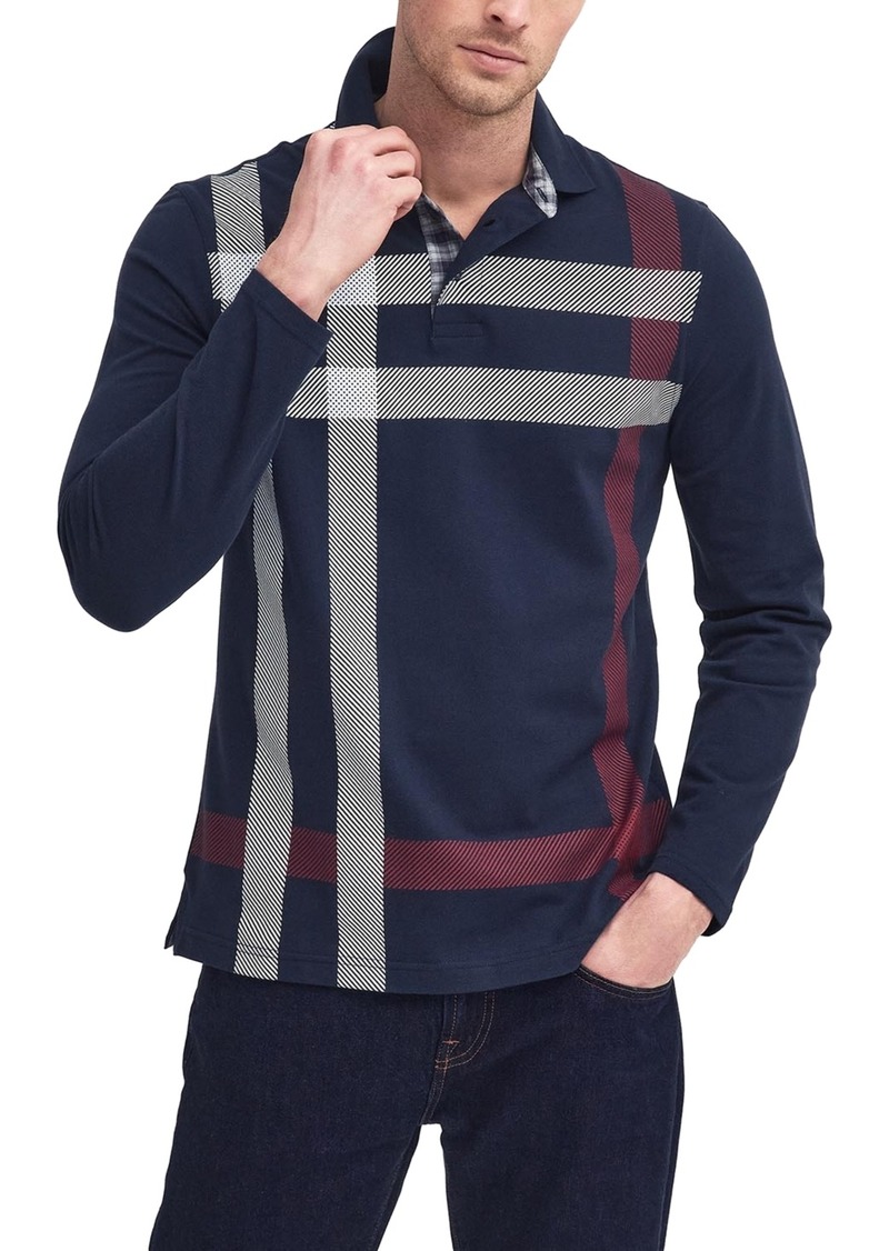 Barbour Men's Blaine Tailored-Fit Tartan Long-Sleeve Polo Shirt - Dark Navy