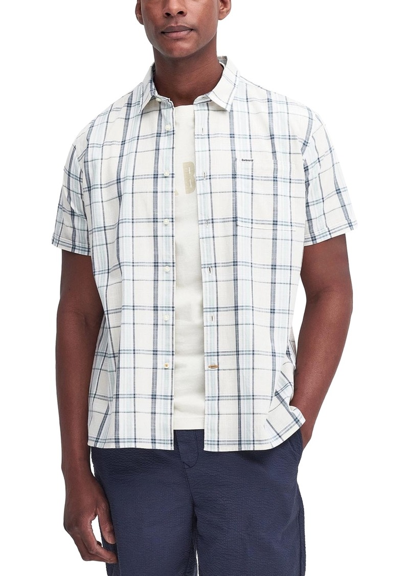 Barbour Men's Lerwick Short Sleeve Button-Front Check Pattern Shirt - Stone