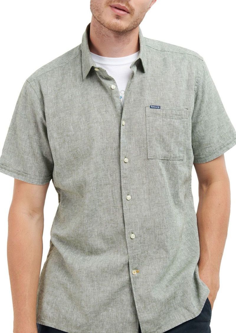 Barbour Men's Nelson Short Sleeve Summer Shirt, Medium, Green | Father's Day Gift Idea