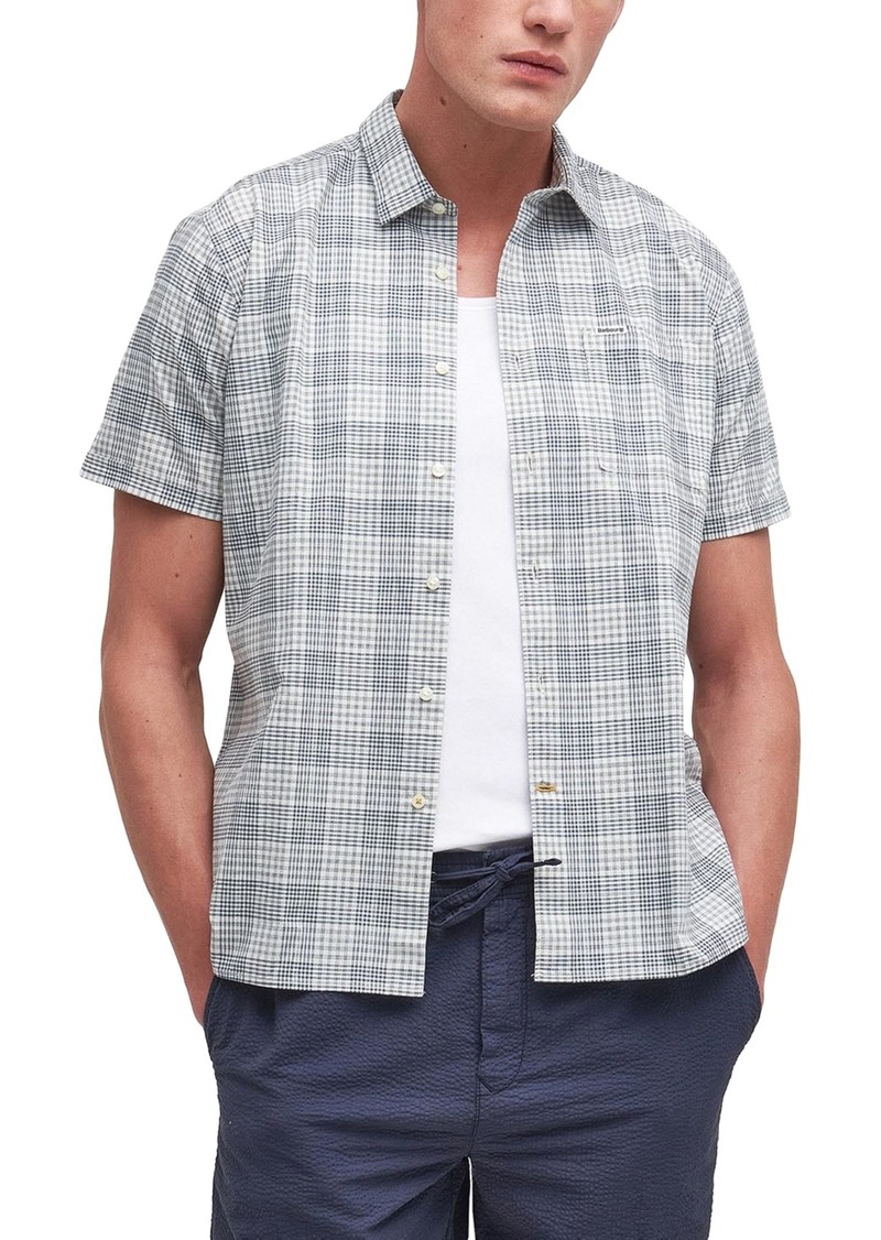 Barbour Men's Springside Short Sleeve Button-Front Check Pattern Shirt - Ecru