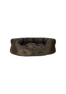BARBOUR  QUILTED OLIVE GREEN DOG BED