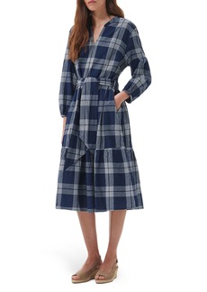 Barbour Renfew Plaid Wool Blend Dress in Indigo Check at Nordstrom Rack