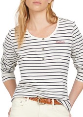 Barbour Stripe Logo Stretch Cotton Top in Cloud Stripe at Nordstrom