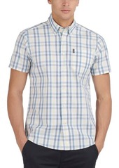 Barbour Tailored Fit Tattersall Short Sleeve Button-Down Shirt in Aqua at Nordstrom