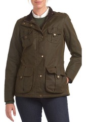 Barbour Winter Defense Waxed Utility Rain Coat in Olive/Classic at Nordstrom