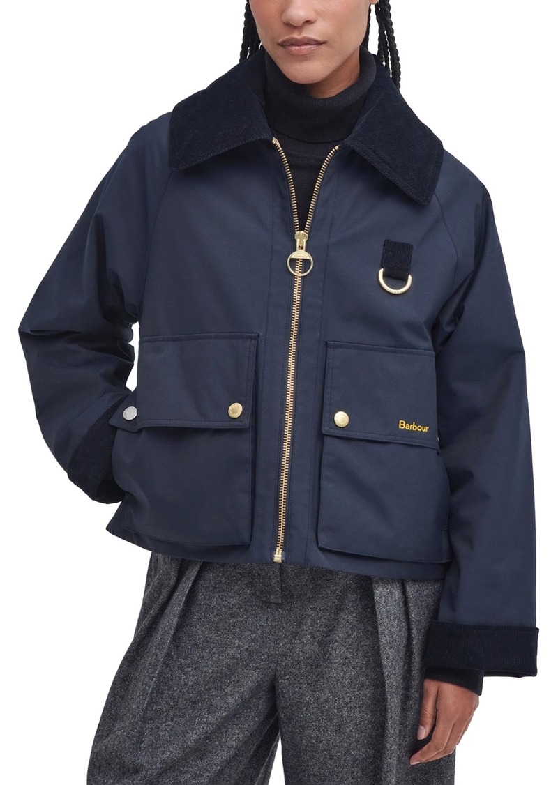 Barbour Women's Nora Oversized-Collar Utility Jacket - Dark Navy/Military Brown