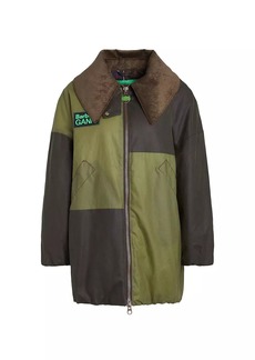 Barbour x Ganni Colorblocked Waxed Cotton Bomber Jacket