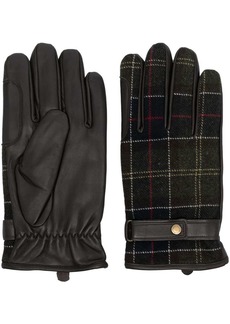 Barbour check-pattern leather gloves