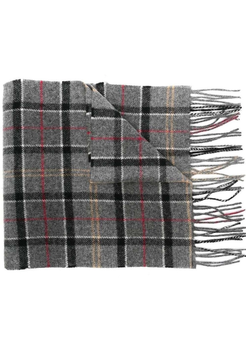 Barbour fringed tartan lambswool scarf