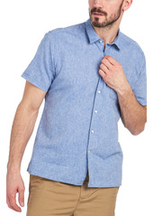 Barbour Short Sleeve Linen & Cotton Chambray Button-Up Shirt