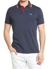 Barbour Tipped Short Sleeve Cotton Jersey Polo in Navy at Nordstrom