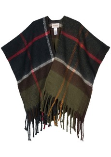 Barbour plaid fringe-detail scarf