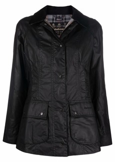 Barbour wax-coated buttoned-up jacket