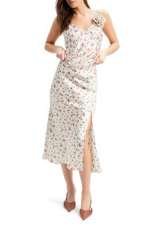 Bardot Annie Floral Print Satin Midi Skirt