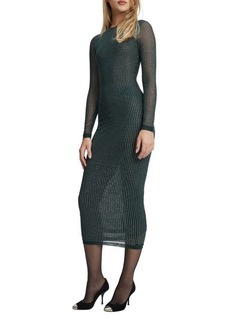 Bardot Atlas Diamante Long Sleeve Body-Con Midi Dress