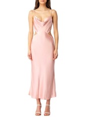 Bardot Cowl Neck Cutout Slipdress in Pink Rose at Nordstrom