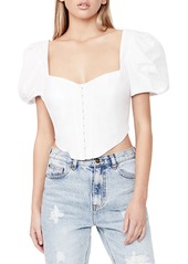 Bardot Evelyn Corset Cotton Crop Top in Orchid Wht at Nordstrom Rack
