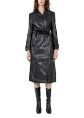 Bardot Faux Leather Trench Coat in Black at Nordstrom