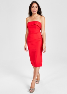 Bardot Georgia Strapless Sheath Dress - Fire Red