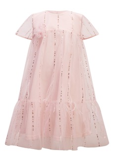 Bardot Junior Kids' Emarie Sequin Faux Feather Party Dress in Powder Pink at Nordstrom Rack