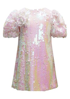 Bardot Junior Kids' Giselle Puff Sleeve Sequin Minidress in Cameo Pink at Nordstrom Rack
