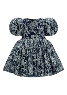 Bardot Junior Kids' Roisin Floral Puff Sleeve Party Dress in Navy Floral at Nordstrom Rack