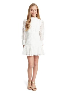 Bardot Junior Kids' Talina Long Sleeve Lace Party Dress in Orchid White at Nordstrom Rack