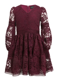 Bardot Junior Kids' Venice Lace Long Sleeve Party Dress in Burgundy at Nordstrom Rack