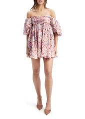 Bardot Kali Tuck Floral Off The Shoulder Minidress