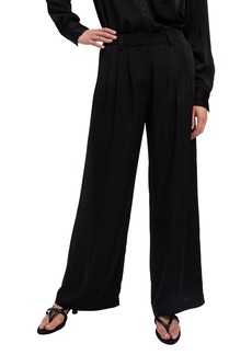 Bardot Lena Pleat Front Satin Pants in Black at Nordstrom Rack