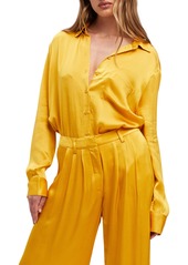 Bardot Lena Satin Button-Up Shirt in Marigold at Nordstrom Rack
