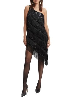 Bardot Lennox Sequin Fringe One-Shoulder Cocktail Dress