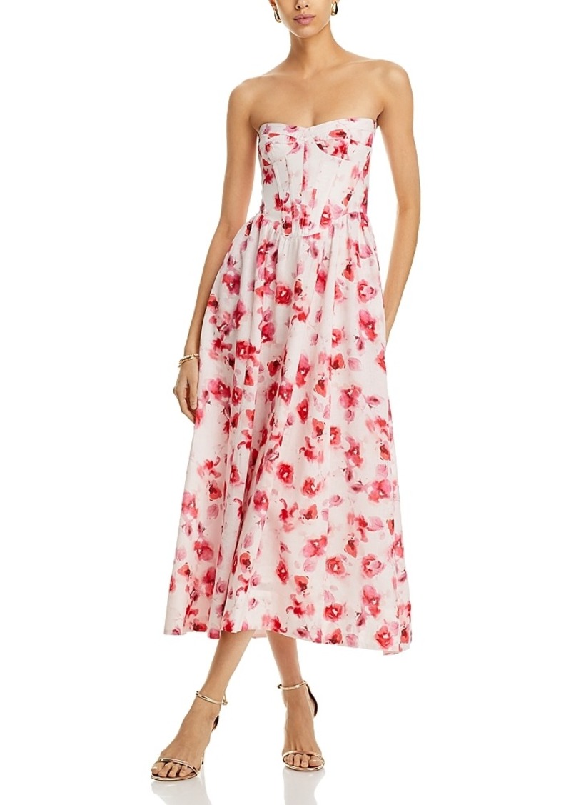 Bardot Lola Corset Floral Print Midi Dress