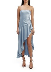 Bardot Lorenza Strapless Asymmetric Hem Satin Cocktail Dress