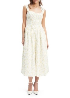 Bardot Malea Floral Print Sleeveless Linen Blend Midi Dress