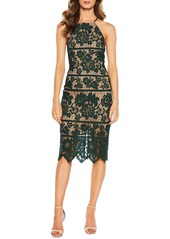 Bardot Mila Halter Lace Dress in Forest at Nordstrom